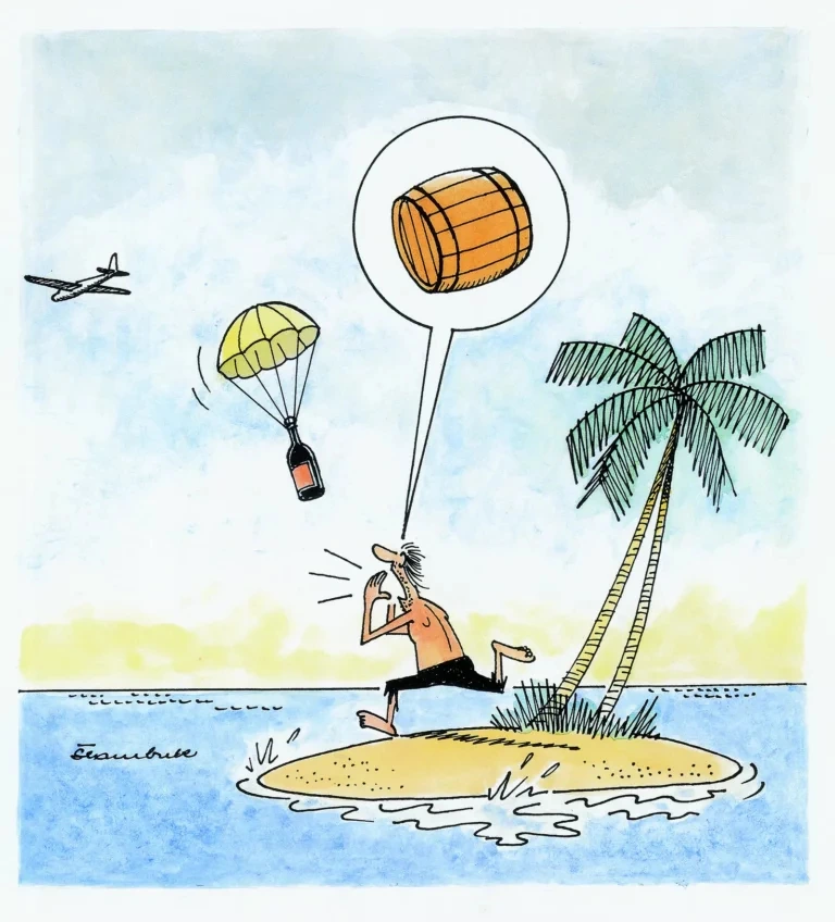 Bačva otok — karikatura Davora Štambuka