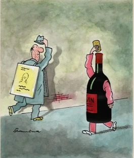 Sommelier — karikatura Davora Štambuka